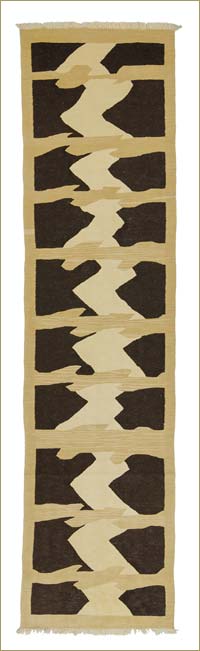 Beige, Black New Turkish Kilim Runner