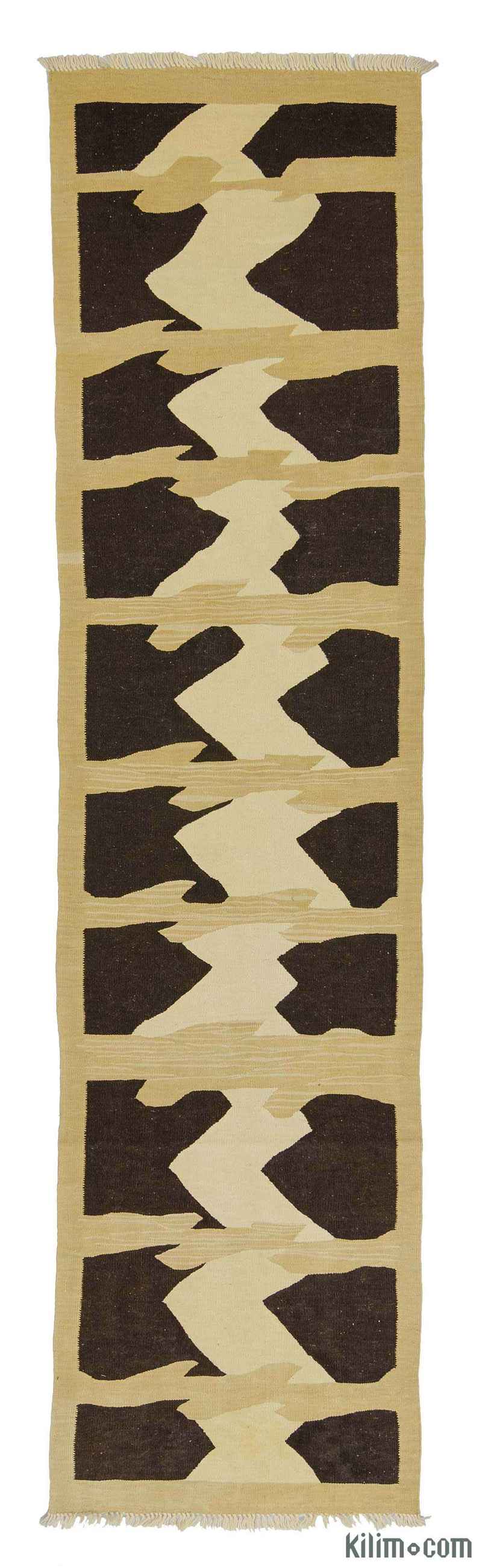 Bej, Siyah Yeni Kök Boya Kilim Yolluk - K0007969