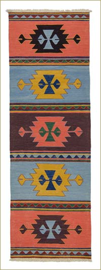 Orange, Blue New Turkish Kilim Runner