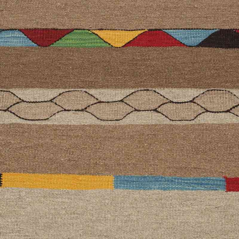 Beige, Marrón Nuevo Kilim Turco De Pasillo - K0007976