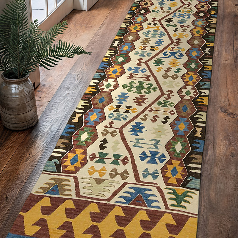 Multicolor New Turkish Kilim Runner - K0008060