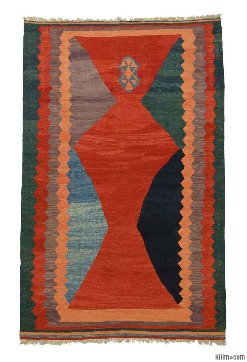 Rojo Nueva Alfombra Turca Kilim - K0008656