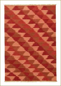 Red New Handwoven Turkish Kilim Rug - 6' 1" x 8' 11" (73" x 107")