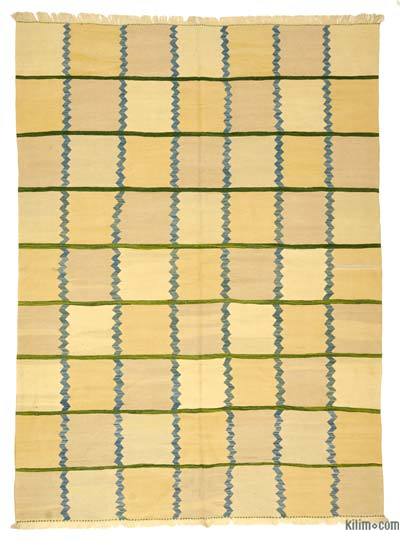 Sarı Yeni Kök Boya El Dokuma Kilim - 203 cm x 274 cm