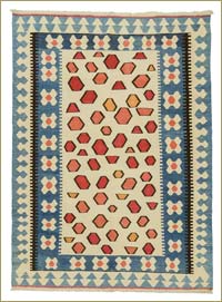 Beige, Blue New Handwoven Turkish Kilim Rug