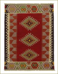 New Handwoven Turkish Kilim Rug - 5' 11" x 7' 10" (71" x 94")