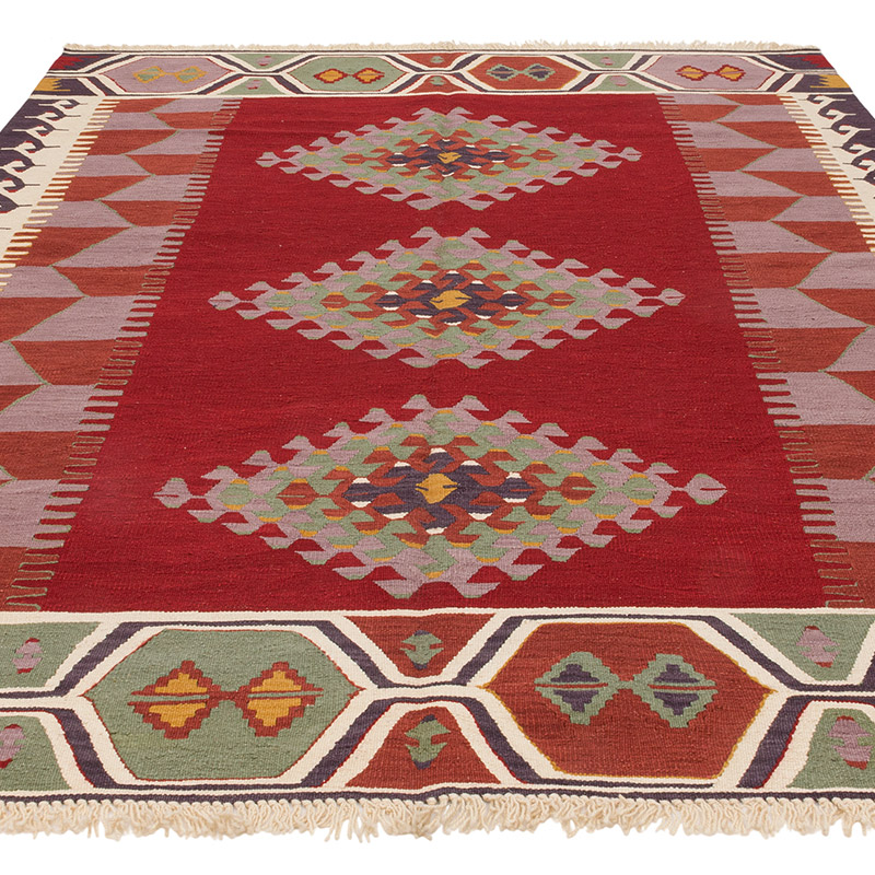 New Handwoven Turkish Kilim Rug - 6' 1" x 7' 10" (73" x 94") - K0008668