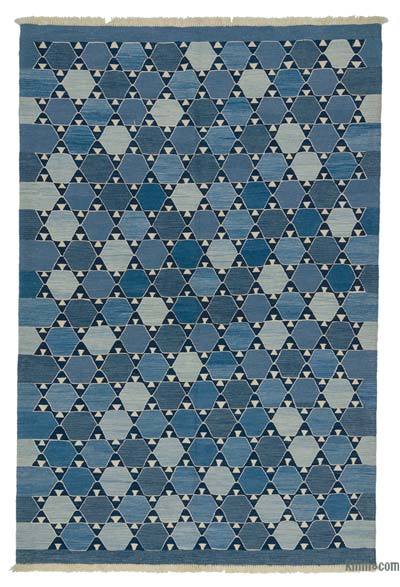Lacivert, Açık Mavi Yeni Kök Boya El Dokuma Kilim