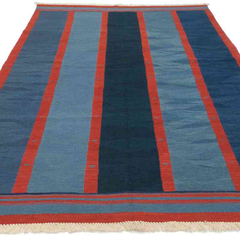 Blue New Handwoven Turkish Kilim Rug - K0008681
