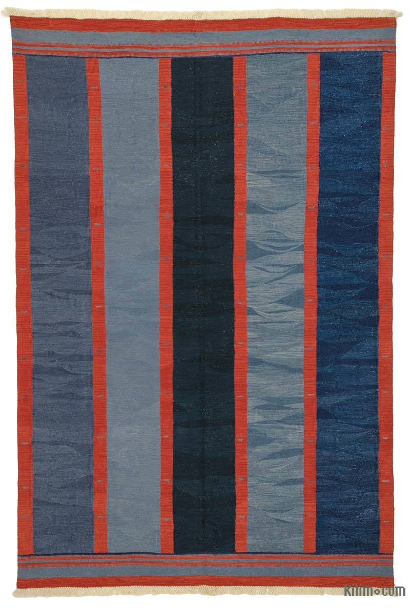 Blue New Handwoven Turkish Kilim Rug - K0008681