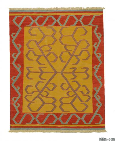 Yellow New Handwoven Turkish Kilim Rug - 5' 1" x 6' 6" (61 in. x 78 in.)