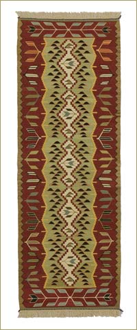 Red, Green New Turkish Kilim Runner Rug