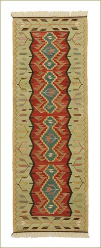 Kırmızı, Yeşil Yeni Kök Boya Kilim Yolluk
