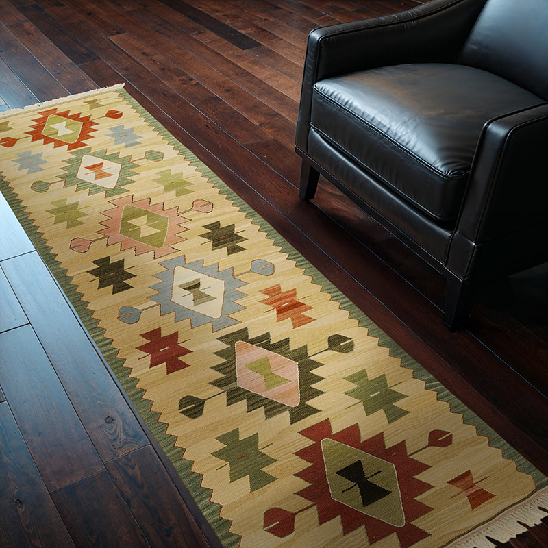 Yellow New Turkish Kilim Runner Rug - K0008721
