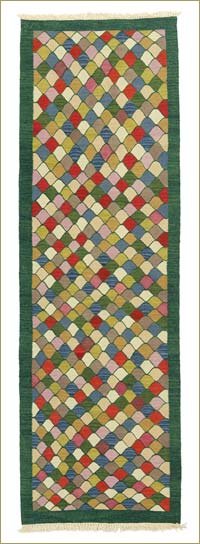 Green, Multicolor New Turkish Kilim Runner Rug