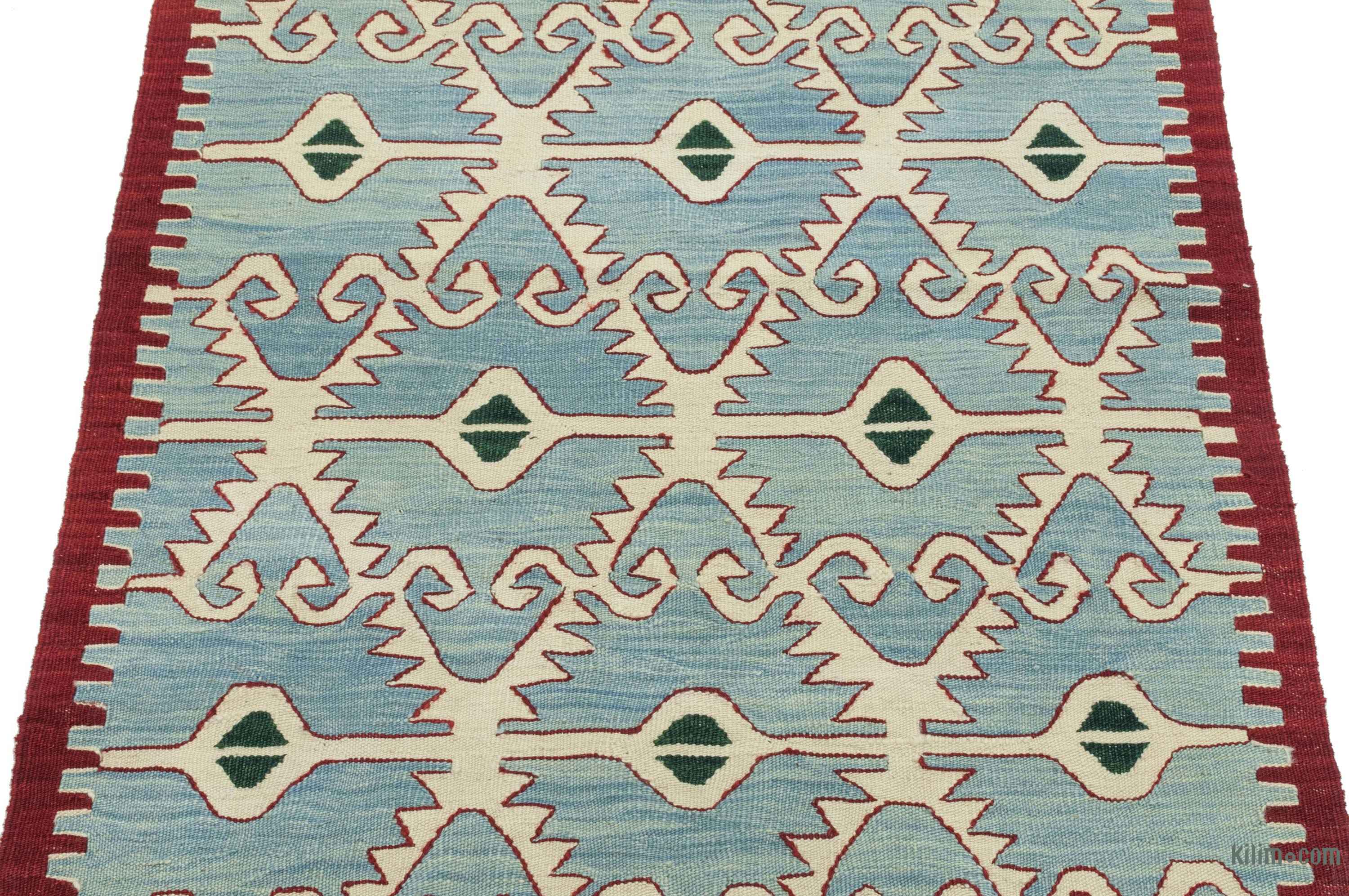 K0008729 Blue New Turkish Kilim Runner Rug