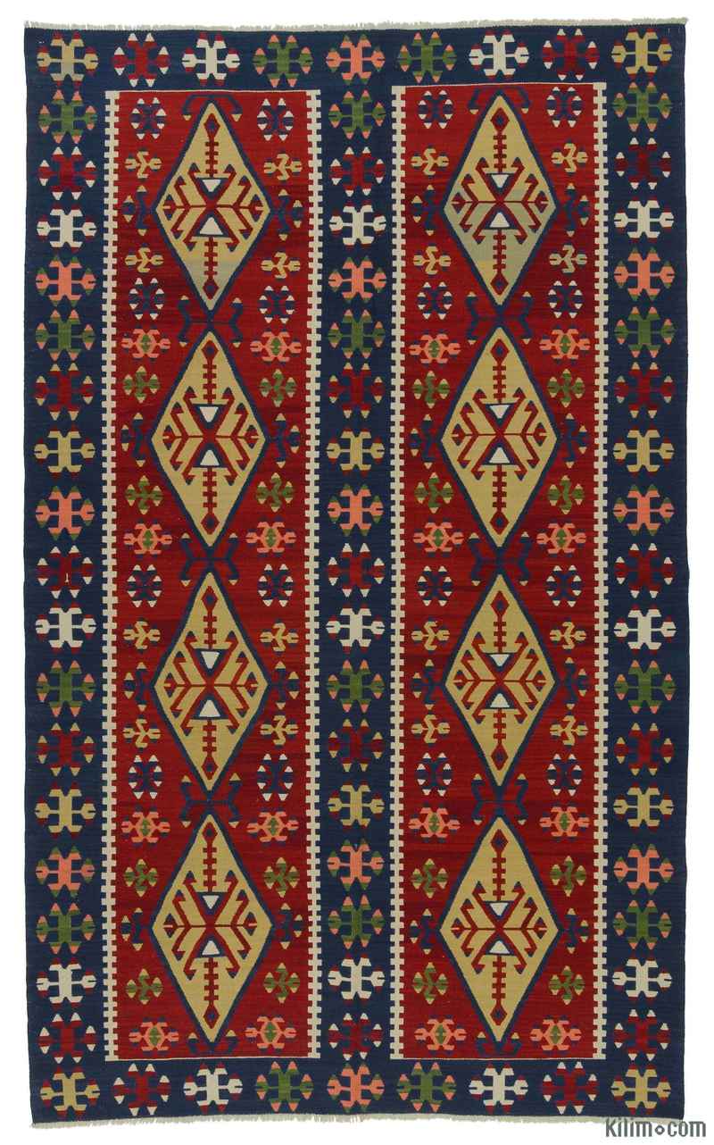 Red New Konya Kilim Rug - 4' 11" x 8'  (59" x 96") - K0008914