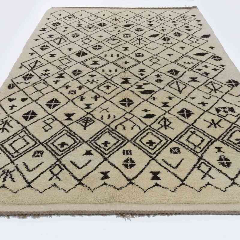 Beige New Moroccan Style Hand-Knotted Tulu Rug - 5' 8" x 8' 9" (68" x 105") - K0008984