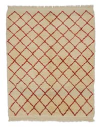 Bej, Kırmızı Yeni Fas Stili El Dokuma Tulu - 136 cm x 170 cm
