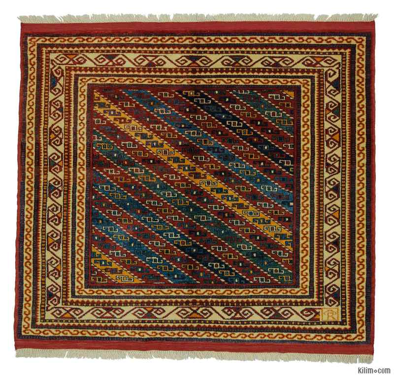 Multicolor Nueva Alfombra Turca De Pila - 141 cm x 162 cm - K0009023