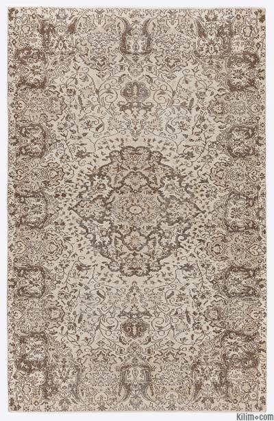 Bej Vintage Boyalı Halı - 172 cm x 270 cm