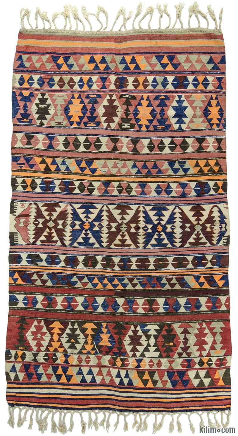 Multicolor Antique Balikesir Kilim Rug - 5' 3" x 8' 11" (63 in. x 107 in.) - K0009710