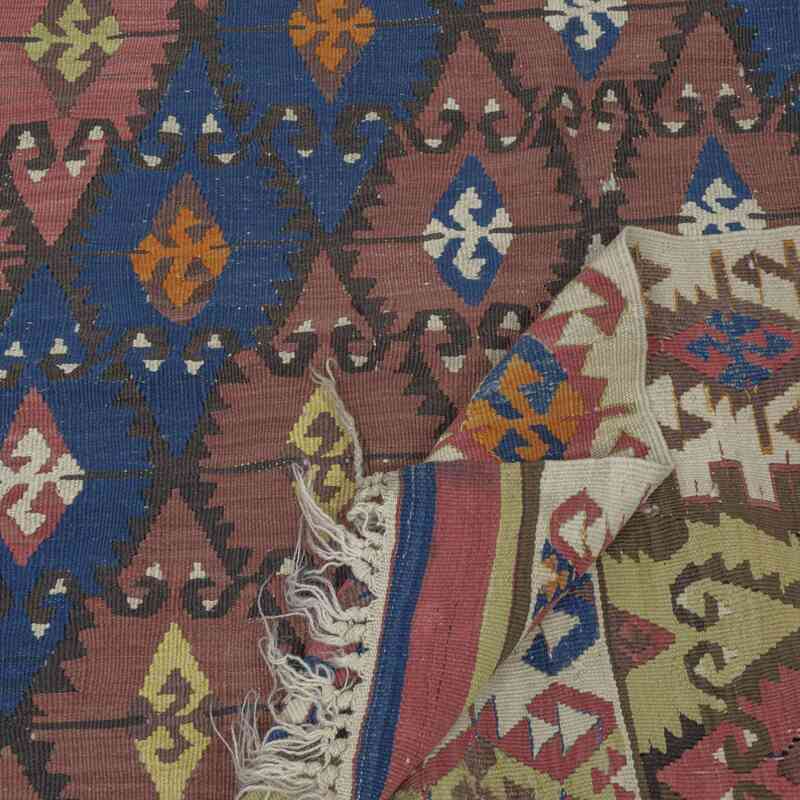Multicolor, Blue Antique Sivrihisar Kilim Rug - 5' 6" x 14' 10" (66 in. x 178 in.) - K0009715
