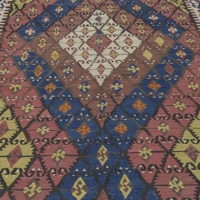 Multicolor, Blue Antique Sivrihisar Kilim Rug - 5' 6" x 14' 10" (66 in. x 178 in.) - K0009715