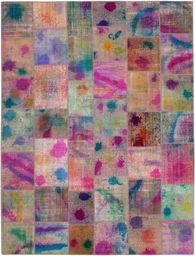 Çok Renkli Boyalı Patchwork Halı - 307 cm x 404 cm