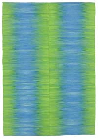 Blue, Green Neo Caspian Kilim Rug - 6' 7" x 9' 7" (79" x 115")