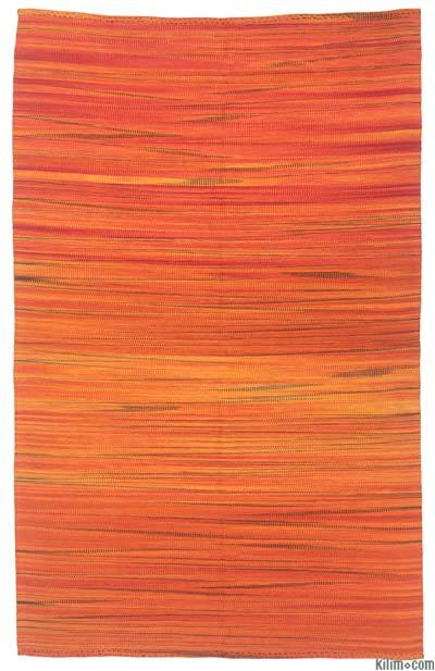 Orange Neo Caspian Kilim Rug - 5' 5" x 8' 6" (65 in. x 102 in.)