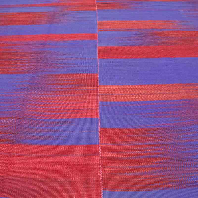 Azul Oscuro, Rojo Alfombra Neo Caspian Kilim - 297 cm x 368 cm - K0010530