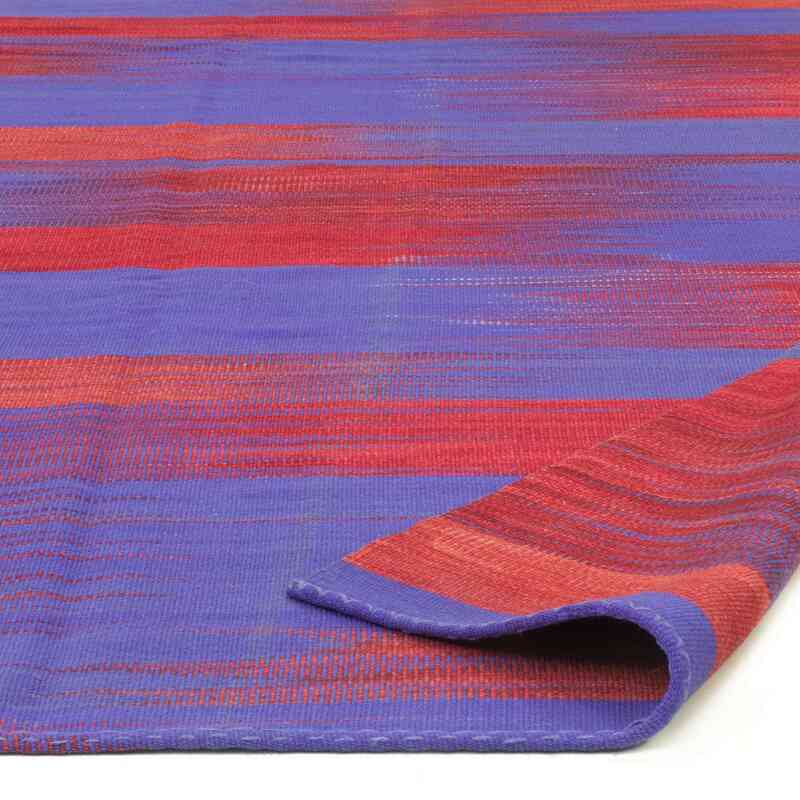 Azul Oscuro, Rojo Alfombra Neo Caspian Kilim - 297 cm x 368 cm - K0010530