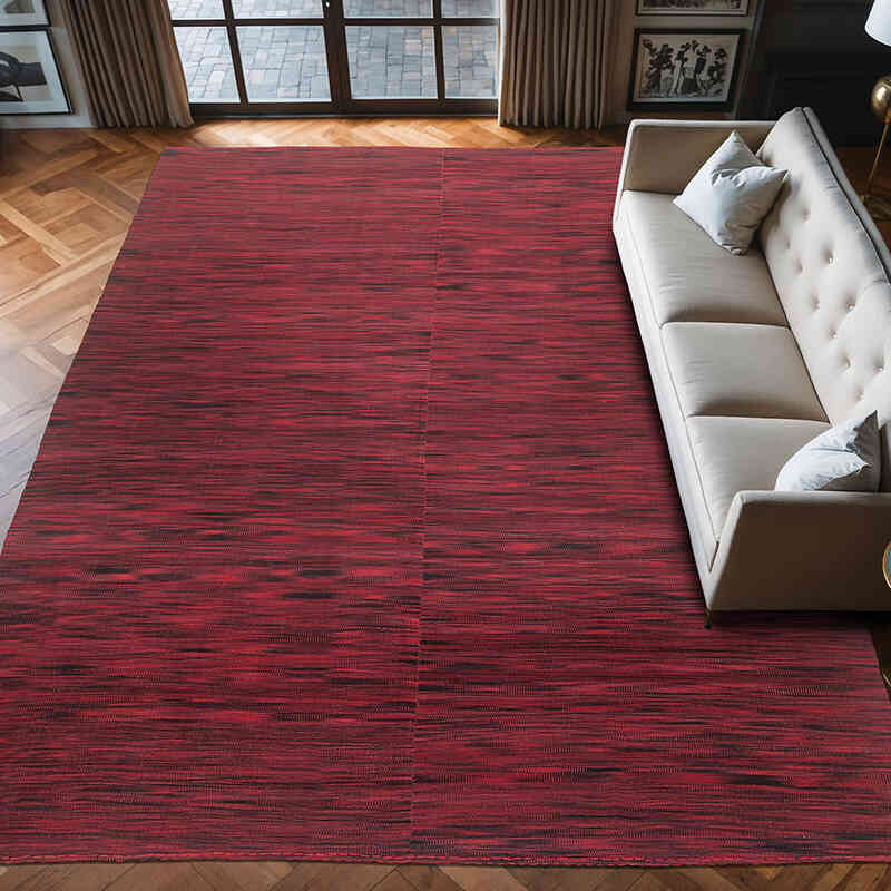Red Neo Caspian Kilim Rug - 9' 9" x 13' 4" (117" x 160") - K0010531