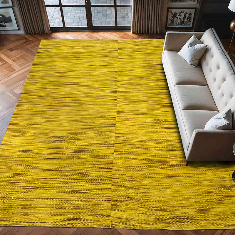 Amarillo Alfombra Neo Caspian Kilim - 300 cm x 394 cm - K0010532