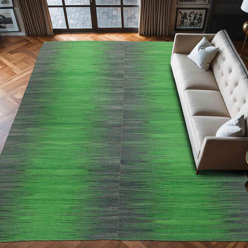 Yeşil, Gri Yeni Anadolu Kilimi - 300 cm x 399 cm - K0010533