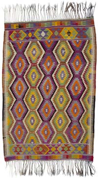 Yeşil, Mor Antalya Kilimi - 159 cm x 242 cm