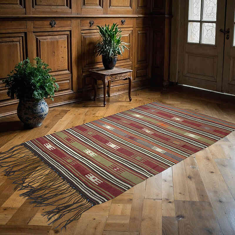 Multicolor Alfombra Vintage Mut Kilim - 147 cm x 232 cm - K0010564