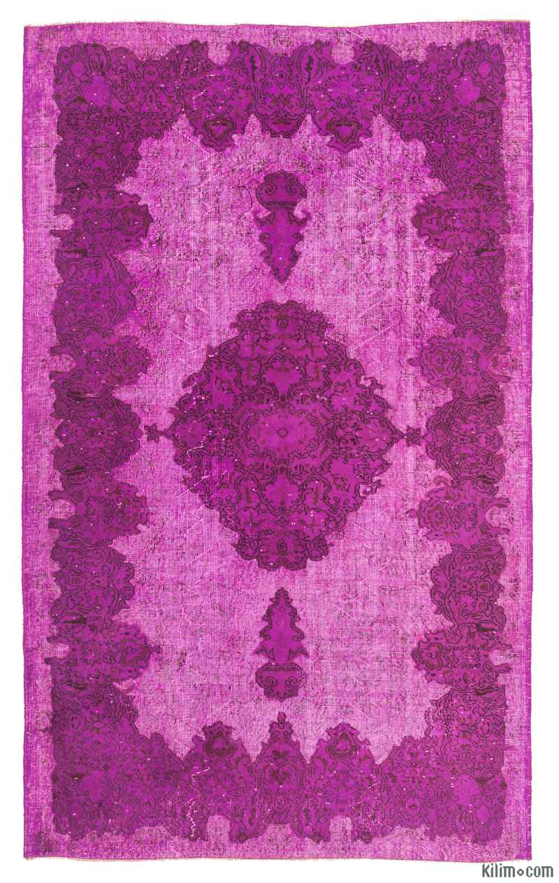Pink Hand Carved Over-Dyed Rug - 5' 8" x 9' 3" (68 in. x 111 in.) - K0010628