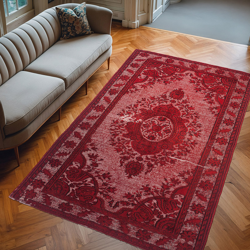 Hand Carved Over-Dyed Rug - 6' 3" x 10'  (75" x 120") - K0010646