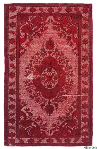 Red Hand Carved Over-Dyed Rug - 6' 3" x 10'  (75 in. x 120 in.)