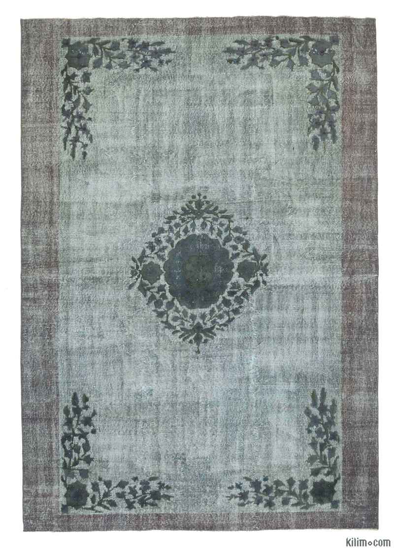 Gri El Oyması Boyalı Halı - 207 cm x 293 cm - K0010648