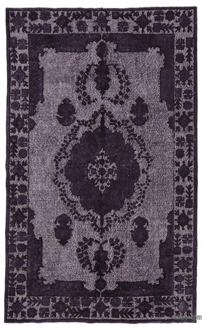Purple Hand Carved Over-Dyed Rug - 6' 4" x 10' 5" (76 in. x 125 in.)