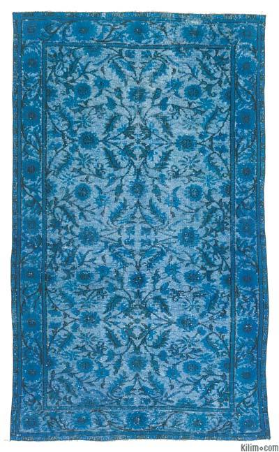 Mavi El Oyması Boyalı Halı - 157 cm x 266 cm