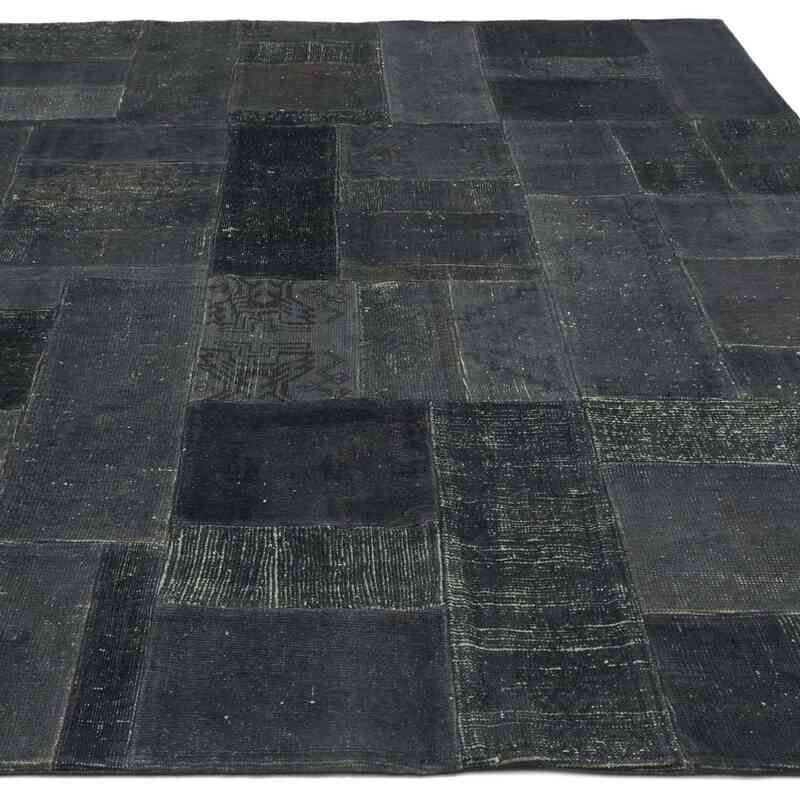 Grey Patchwork Hand-Knotted Turkish Rug - 5' 8" x 7' 11" (68" x 95") - K0010659
