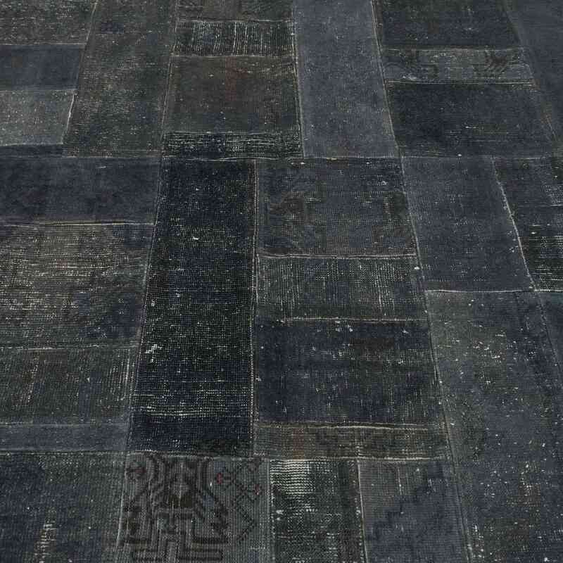 Grey Patchwork Hand-Knotted Turkish Rug - 5' 8" x 7' 11" (68" x 95") - K0010659