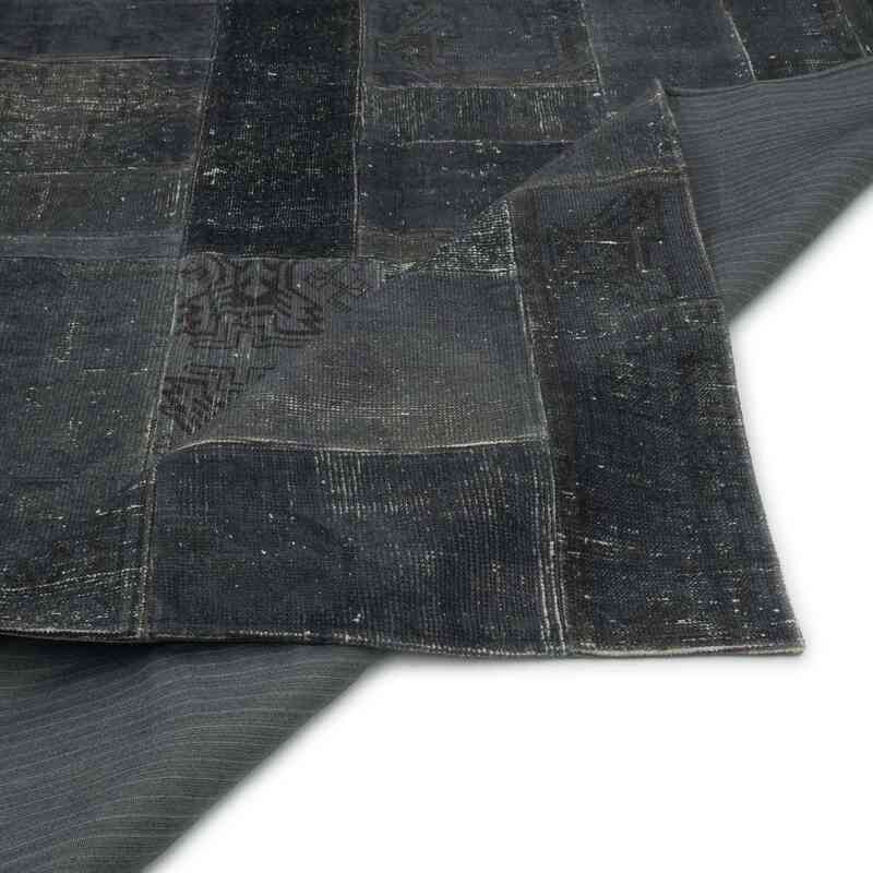 Grey Patchwork Hand-Knotted Turkish Rug - 5' 8" x 7' 11" (68" x 95") - K0010659