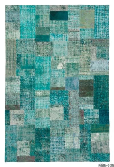 Patchwork Hand-Knotted Turkish Rug - 6' 7" x 9' 11" (79 in. x 119 in.)
