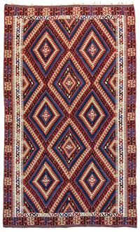 Multicolor Vintage Fethiye Kilim Rug - 5' 10" x 9' 10" (70" x 118")