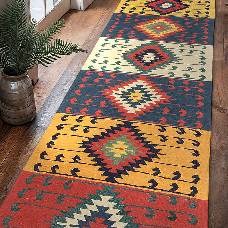 Multicolor New Turkish Kilim Runner - 2' 11" x 10'  (35" x 120") - K0010796